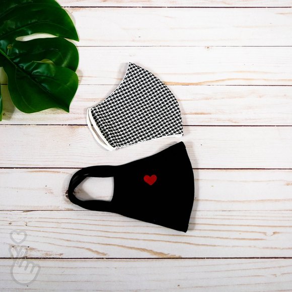 2 COTTON FACE MASKS FOR ADULTS WOMEN MEN GINGHAM - Picture 2 of 2